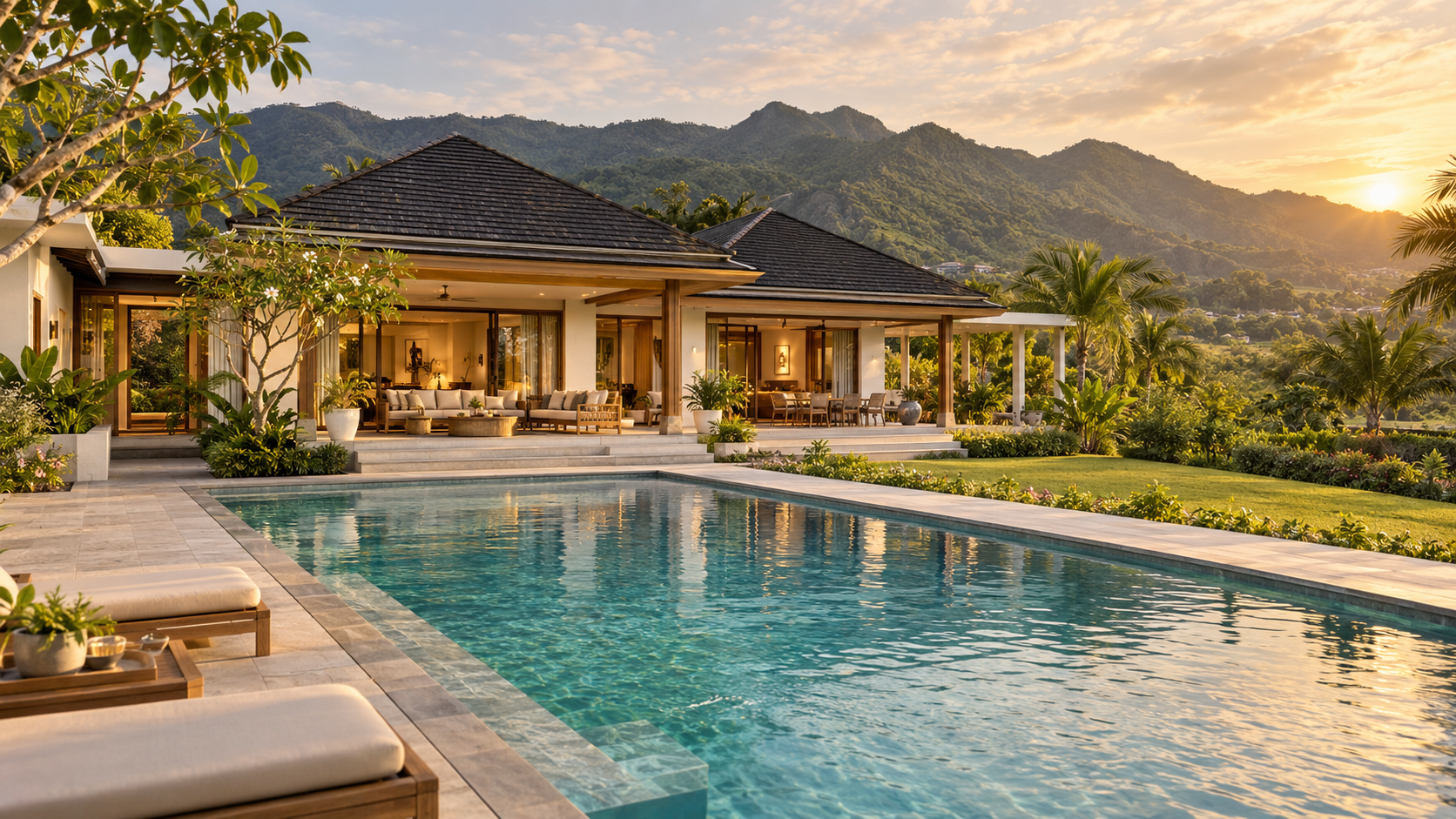 Villa inspiration: a contemporary pool villa with a tropical mountain view